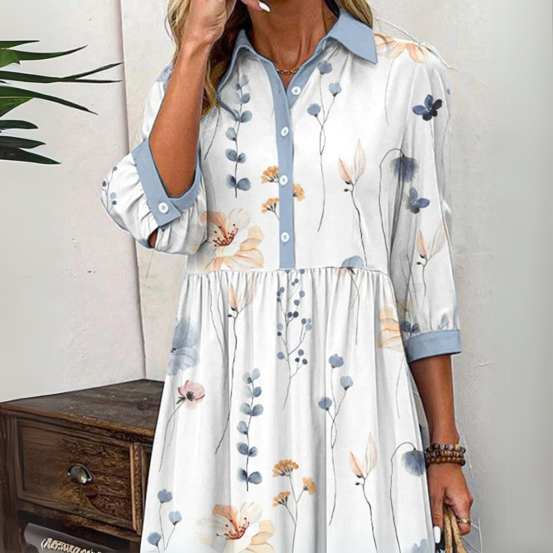 Elowen – Floral Button-Up Midi Dress