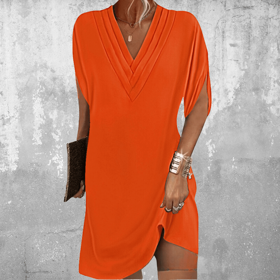Aria-Luxe V-Neck Shift Dress