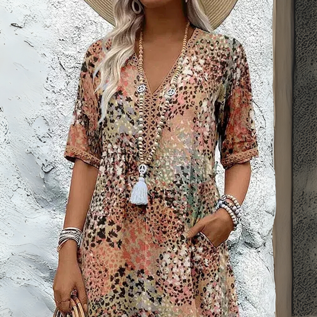 Eleanor - Printed Boho Midi Dress