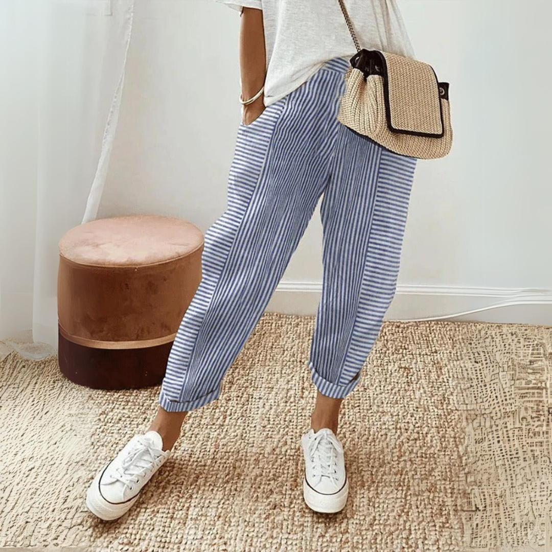 Harper – Striped Casual Linen Trousers
