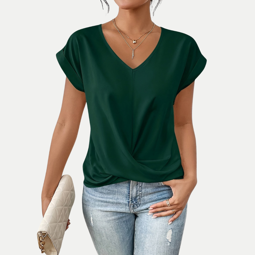Elodie – Draped V-Neck Blouse