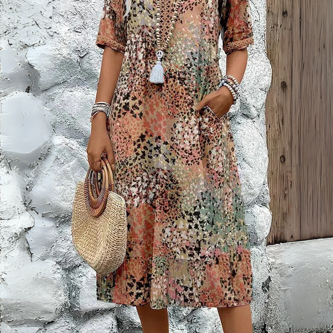 Eleanor - Printed Boho Midi Dress