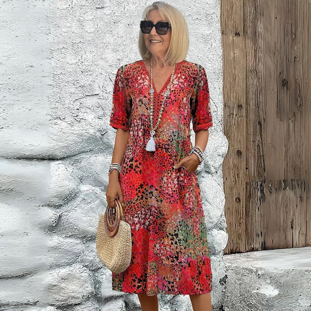 Eleanor - Printed Boho Midi Dress