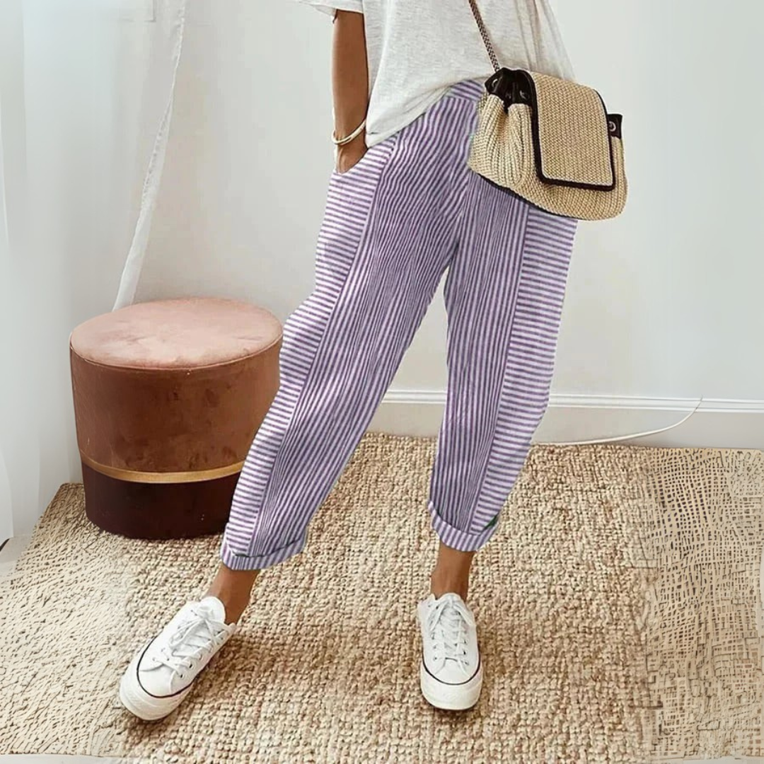 Harper – Striped Casual Linen Trousers