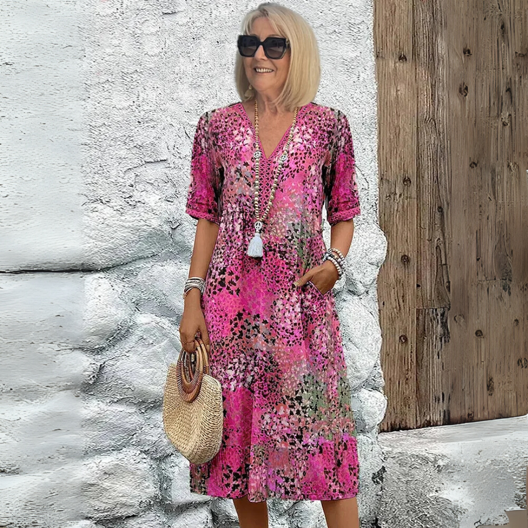 Eleanor - Printed Boho Midi Dress