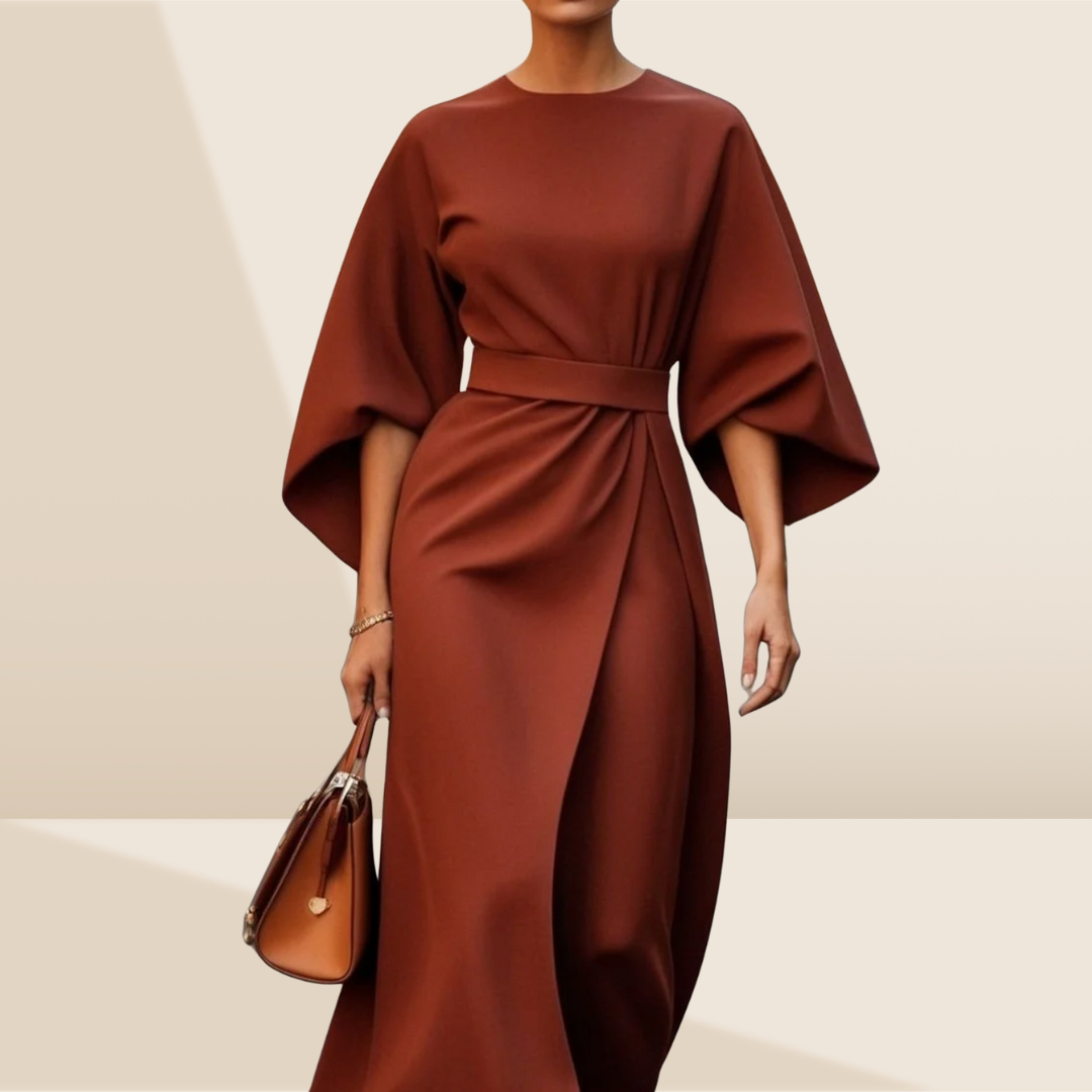 Valentina – Elegant Puff Sleeve Midi Dress