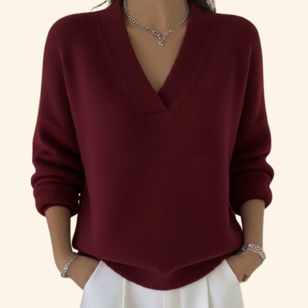 Vivian | Elegant V-Neck Knit Sweater