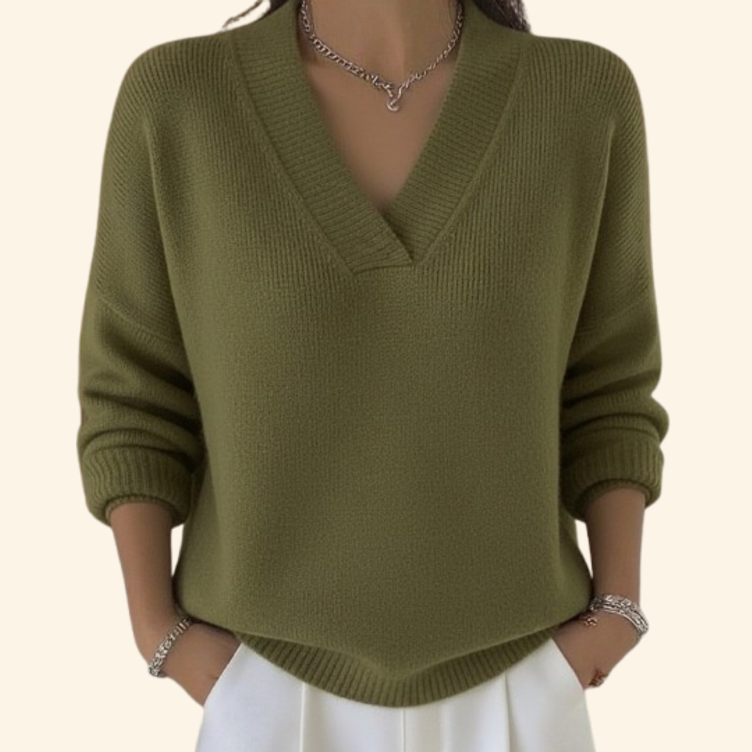 Vivian | Elegant V-Neck Knit Sweater