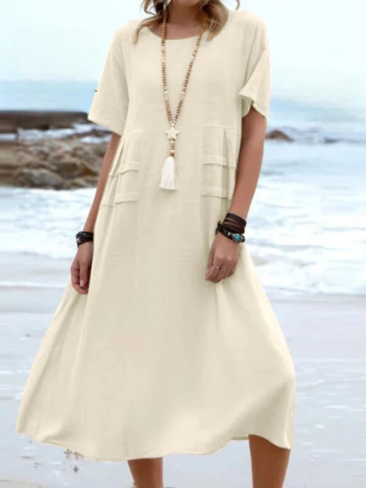 Olivia-Pure Cotton Relaxed Midi Dress
