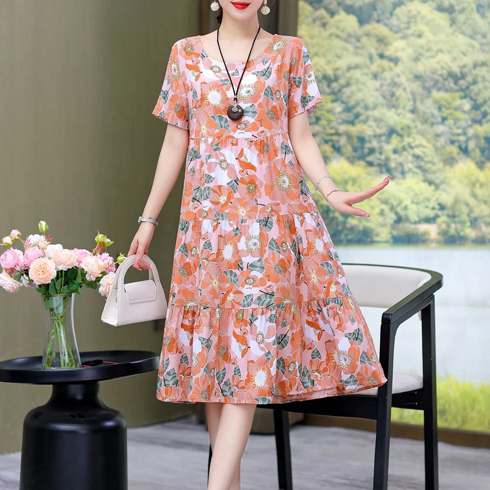 Daisy Puff Sleeve Midi Dress