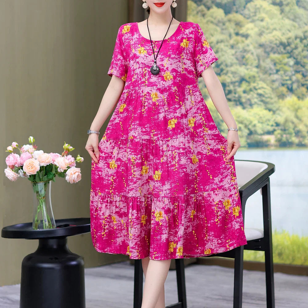 Daisy Puff Sleeve Midi Dress