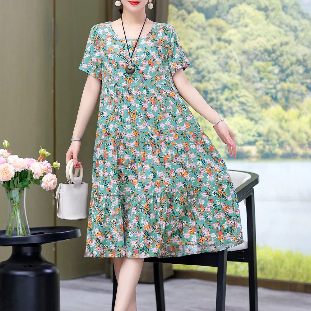Daisy Puff Sleeve Midi Dress