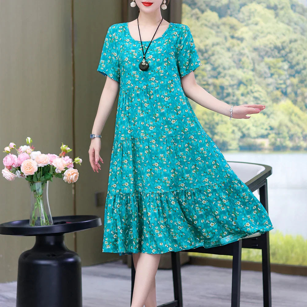 Daisy Puff Sleeve Midi Dress