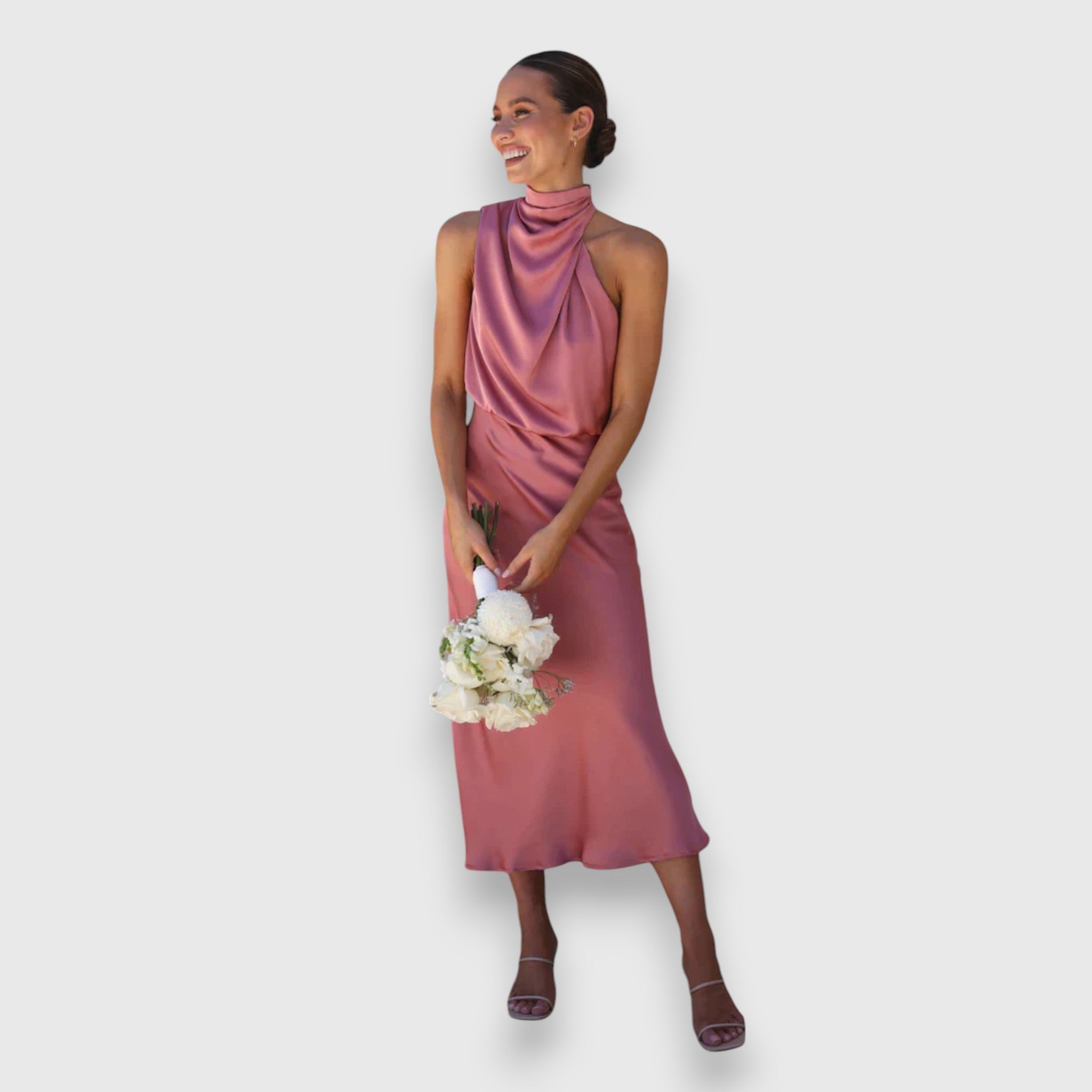 Brielle – Satin Halter Midi Dress