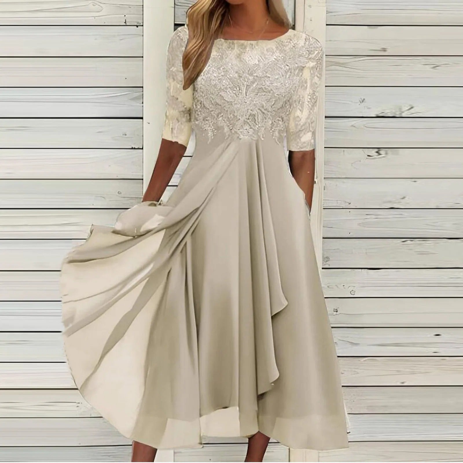 Isla – Embroidered Chiffon Midi Dress