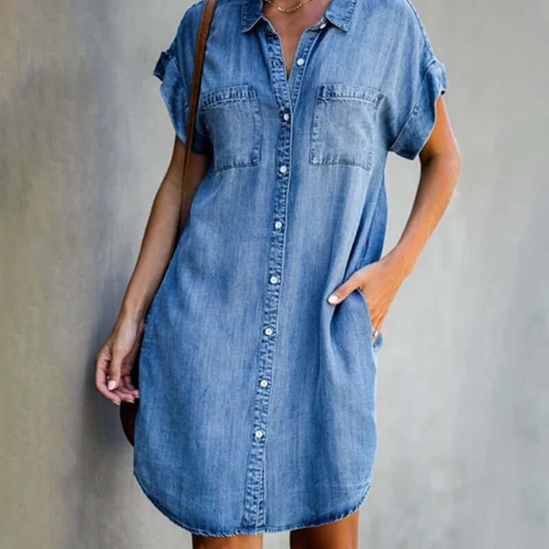 Sienna - Denim Button-Up Shirt Dress