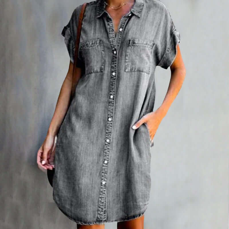 Sienna - Denim Button-Up Shirt Dress