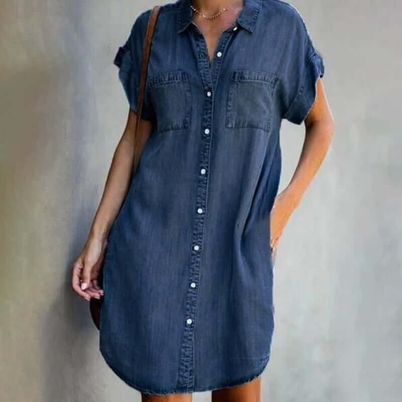Sienna - Denim Button-Up Shirt Dress