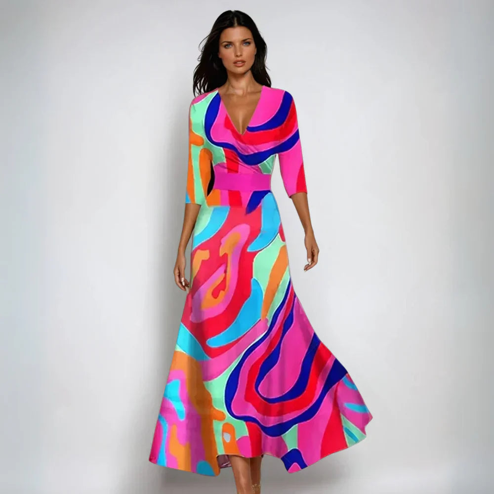 Celeste – Printed Wrap Maxi Dress
