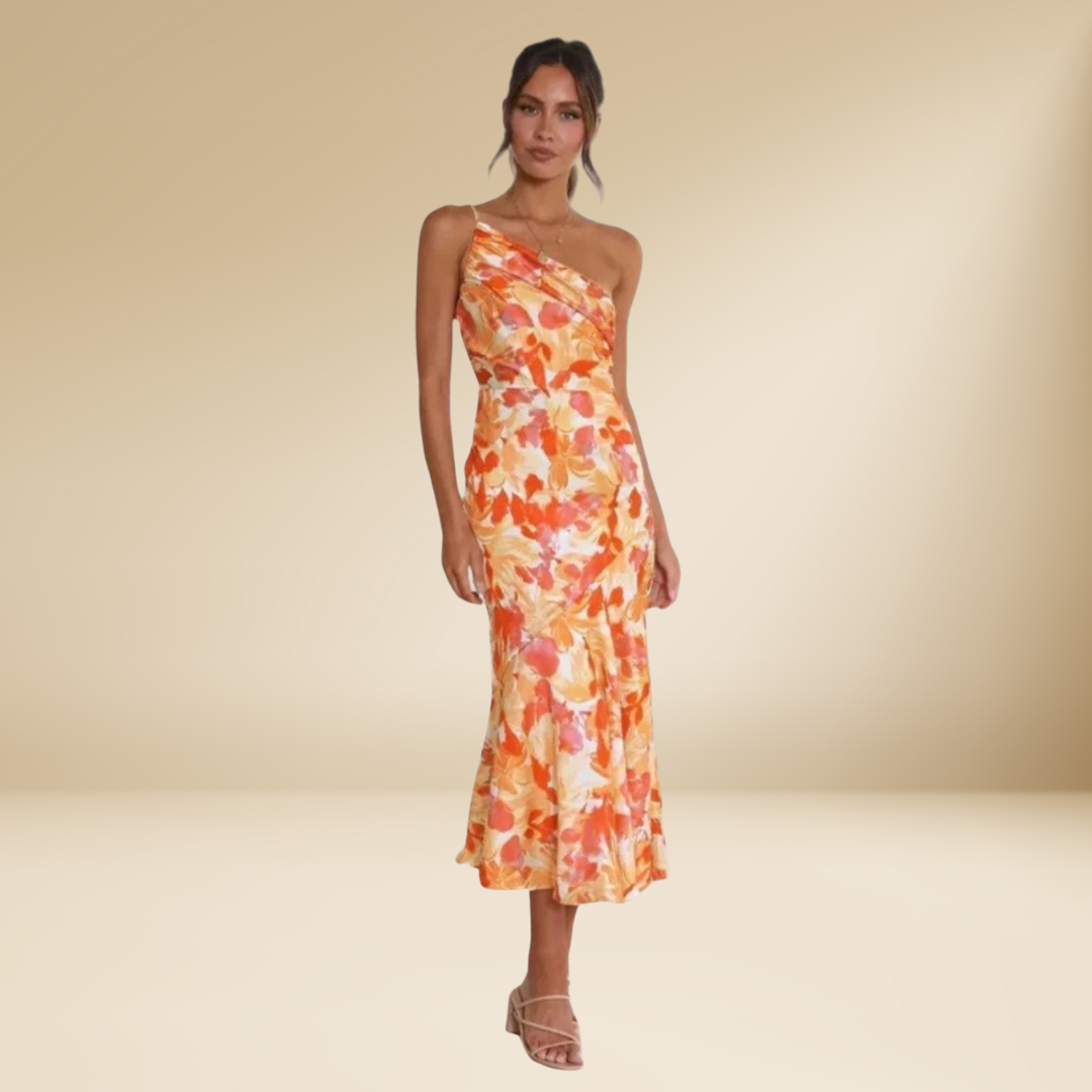 The Avencea Dress – One-Shoulder Floral Midi Dress