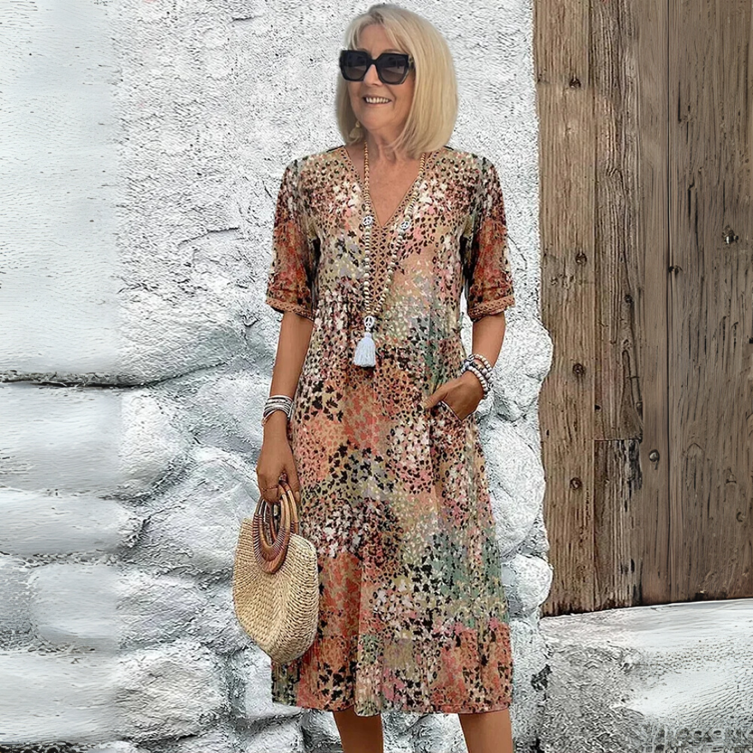 Eleanor - Printed Boho Midi Dress