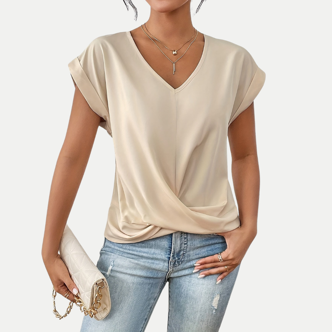 Elodie – Draped V-Neck Blouse
