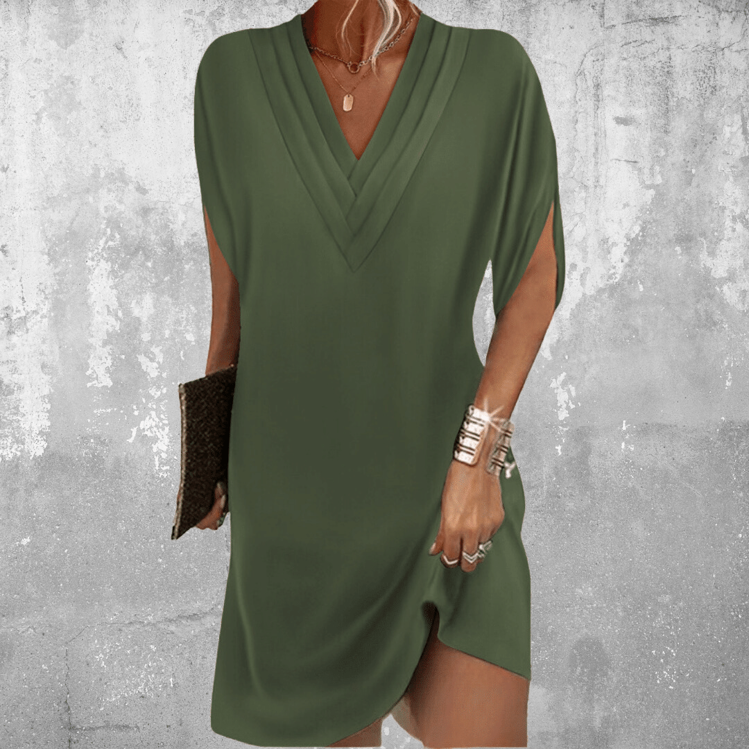 Aria-Luxe V-Neck Shift Dress