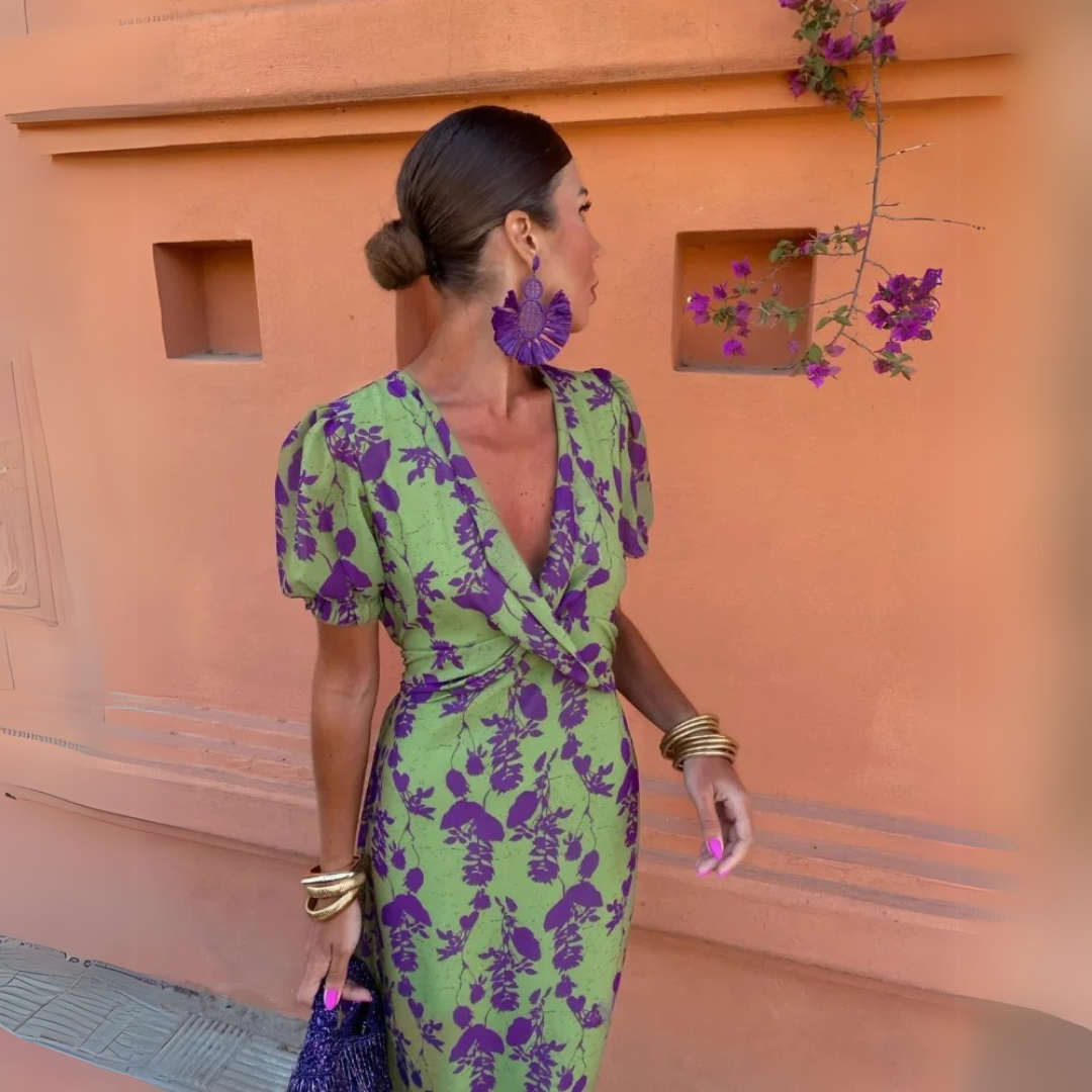 Elodie – Floral Twist Midi Dress