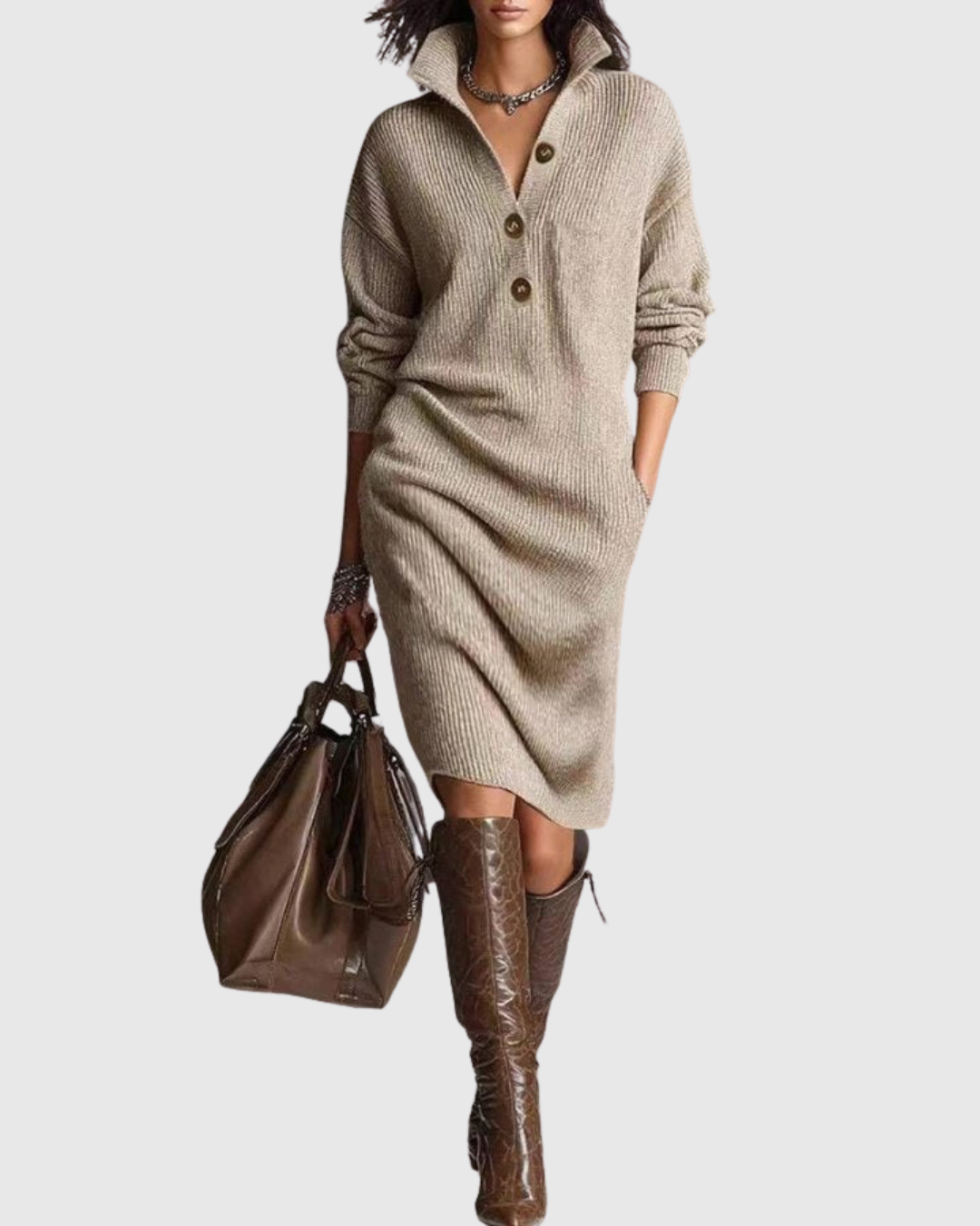 Arianell | Pure Wool Winter Knit Midi Dress