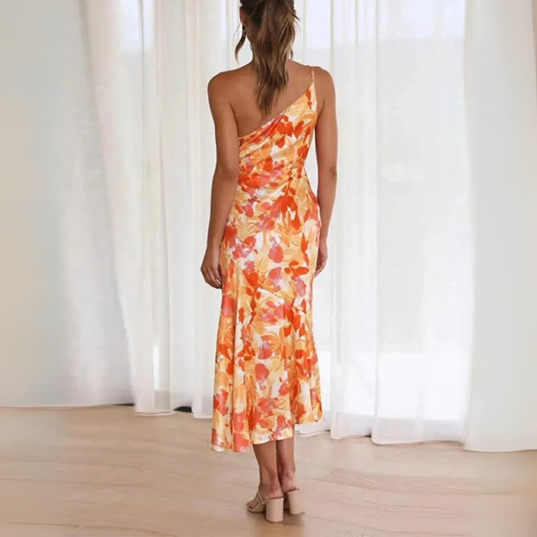 The Avencea Dress – One-Shoulder Floral Midi Dress