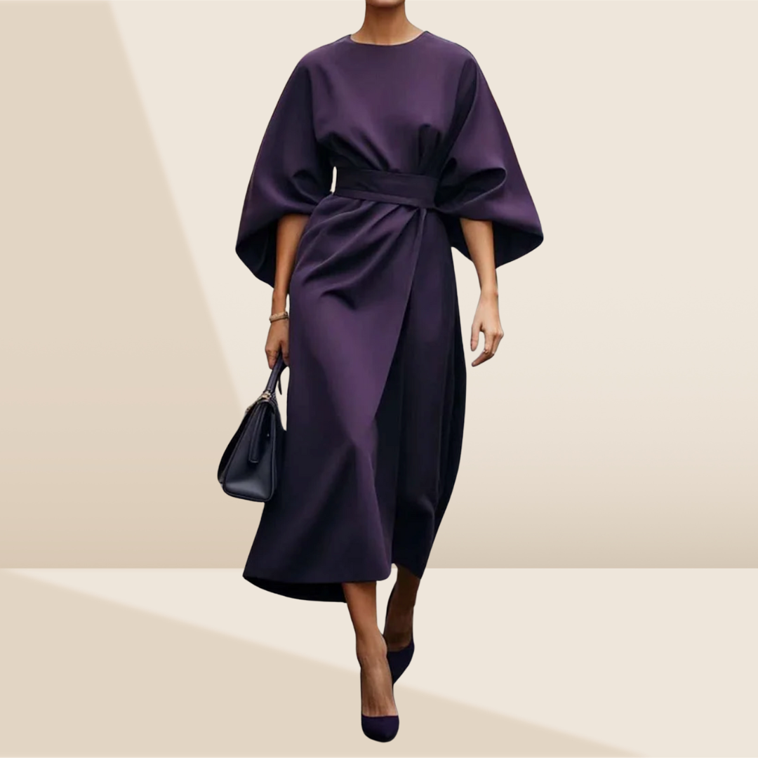 Valentina – Elegant Puff Sleeve Midi Dress