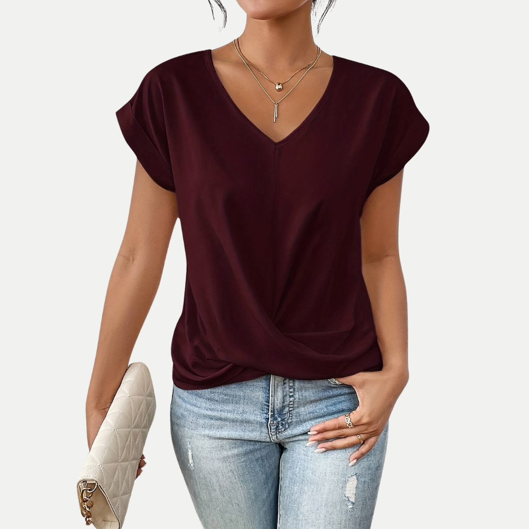 Elodie – Draped V-Neck Blouse
