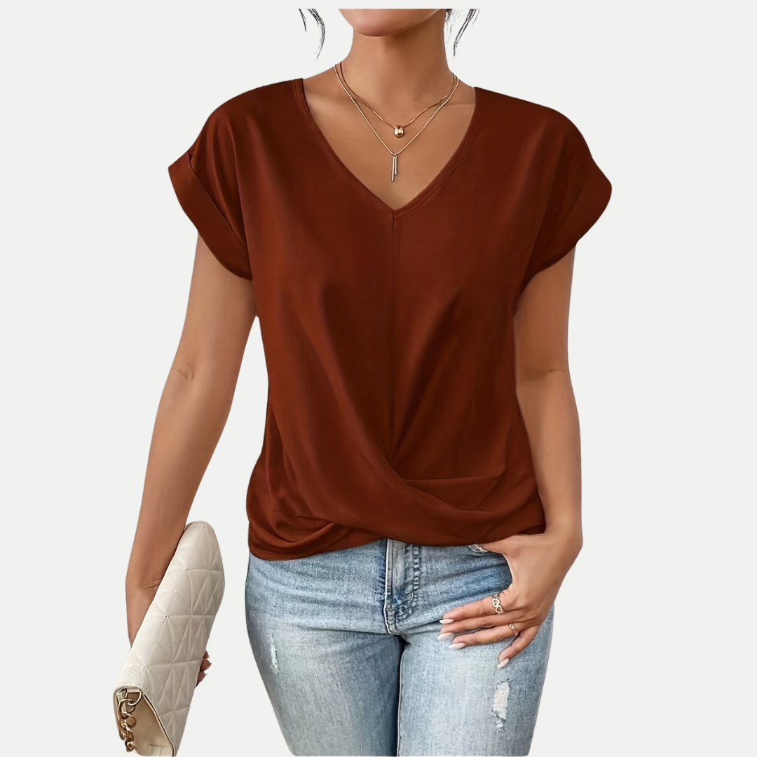 Elodie – Draped V-Neck Blouse