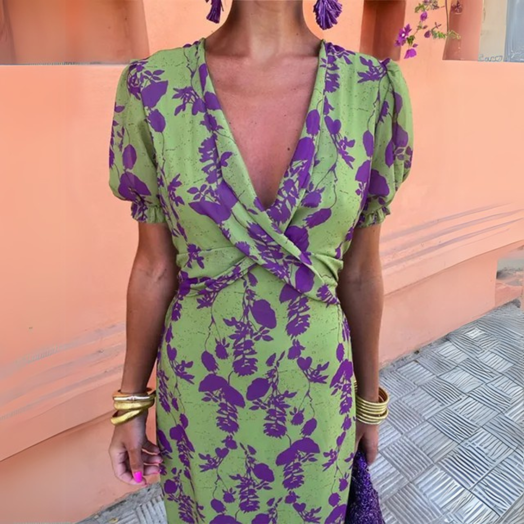 Elodie – Floral Twist Midi Dress