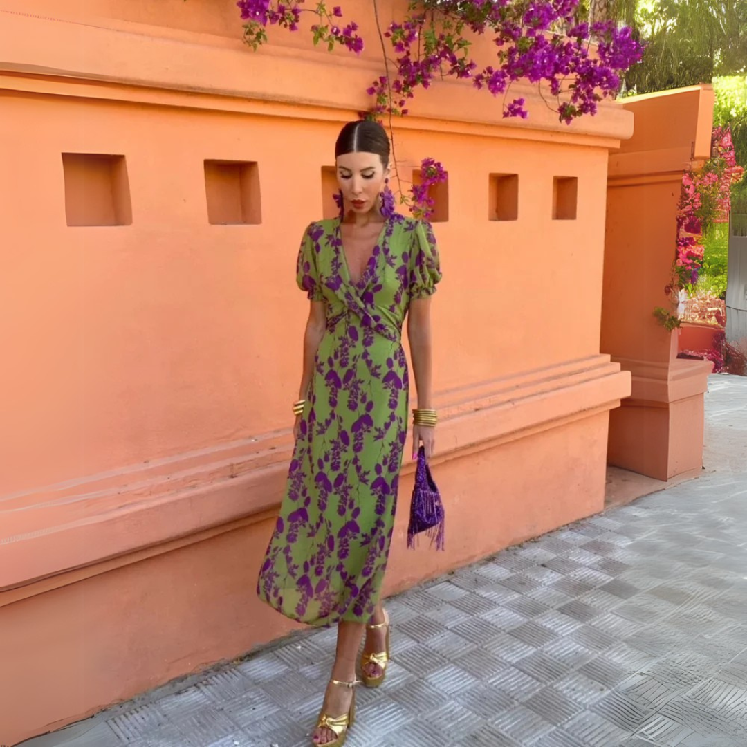 Elodie – Floral Twist Midi Dress