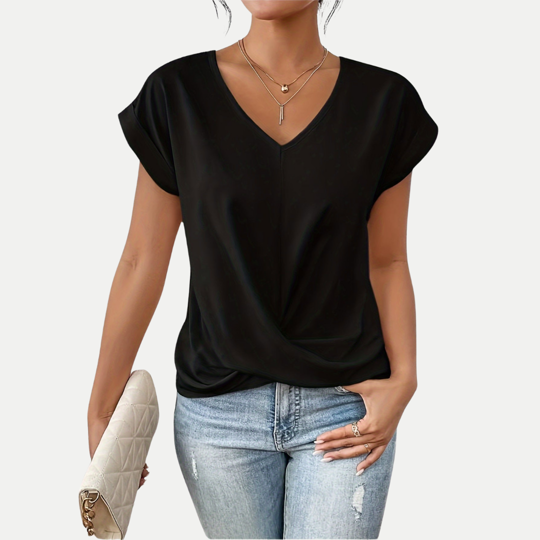 Elodie – Draped V-Neck Blouse