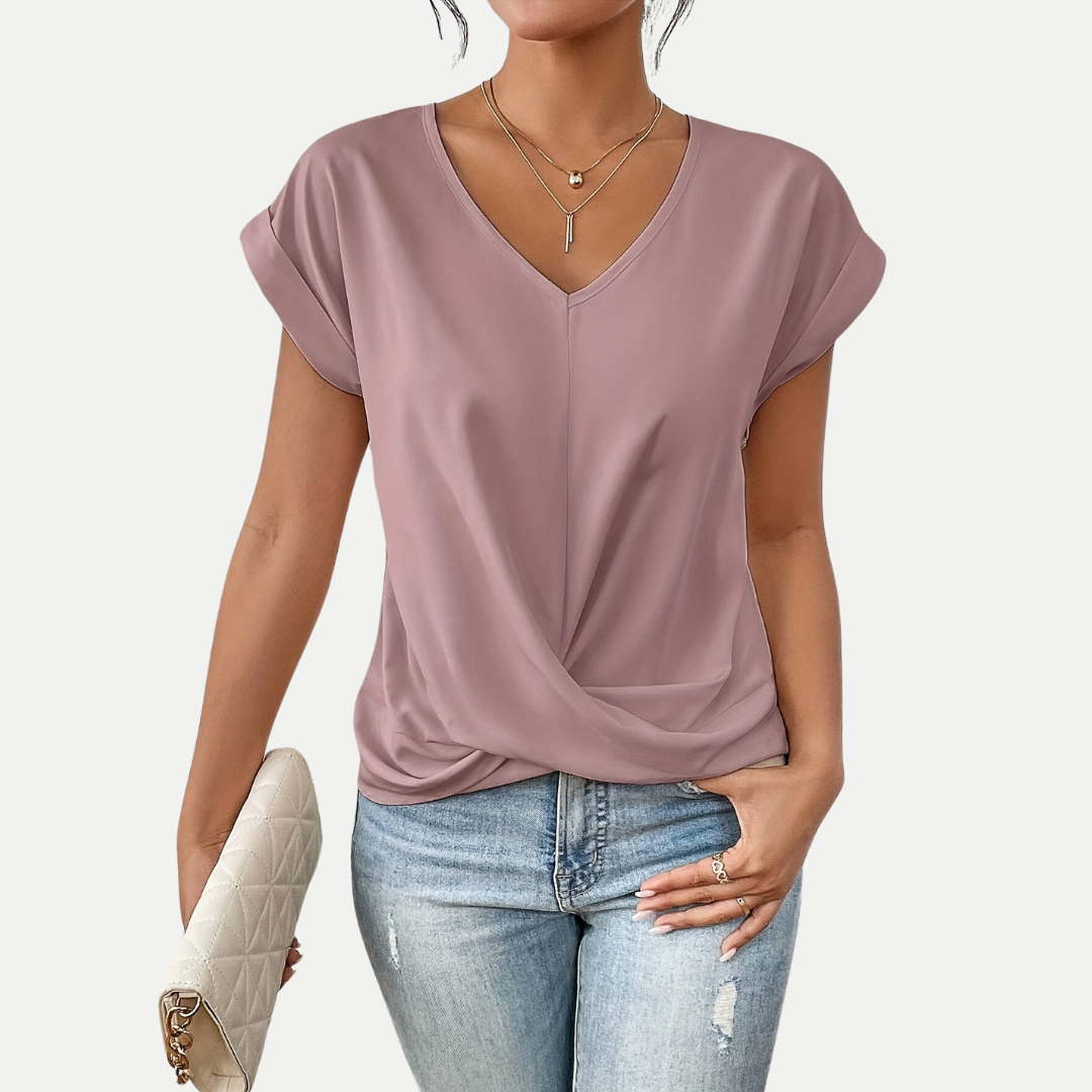 Elodie – Draped V-Neck Blouse