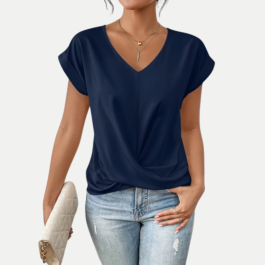 Elodie – Draped V-Neck Blouse
