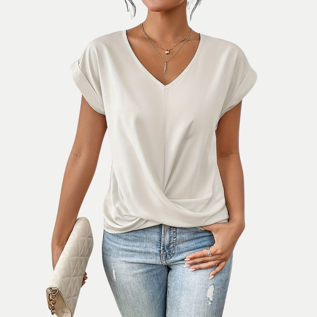 Elodie – Draped V-Neck Blouse