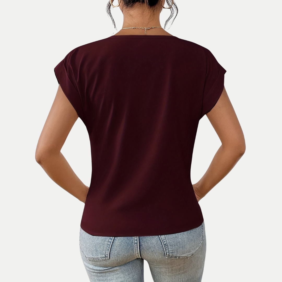 Elodie – Draped V-Neck Blouse