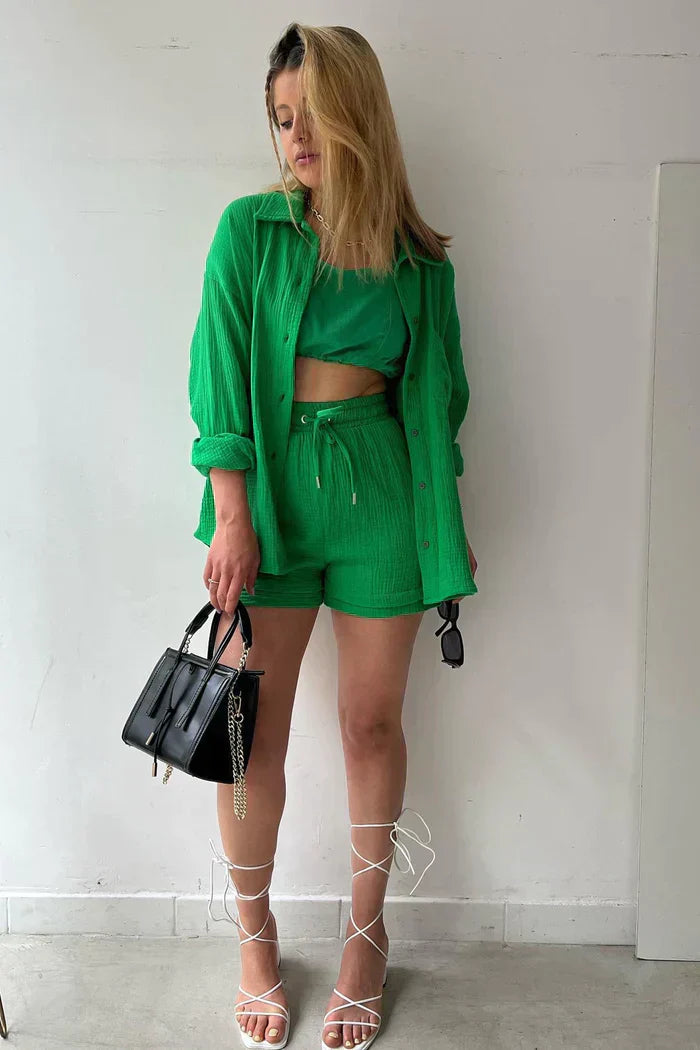 Avery – Solid Colour Shirt & Shorts Set
