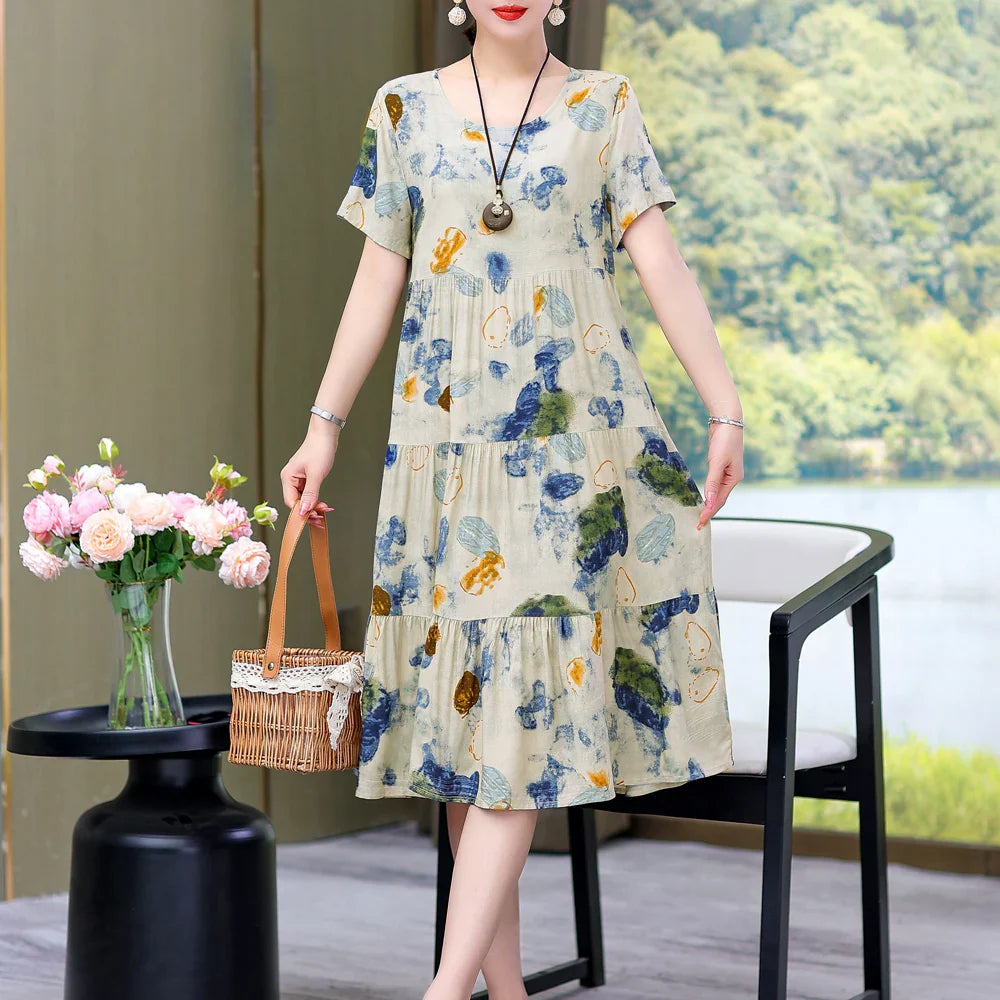 Daisy Puff Sleeve Midi Dress