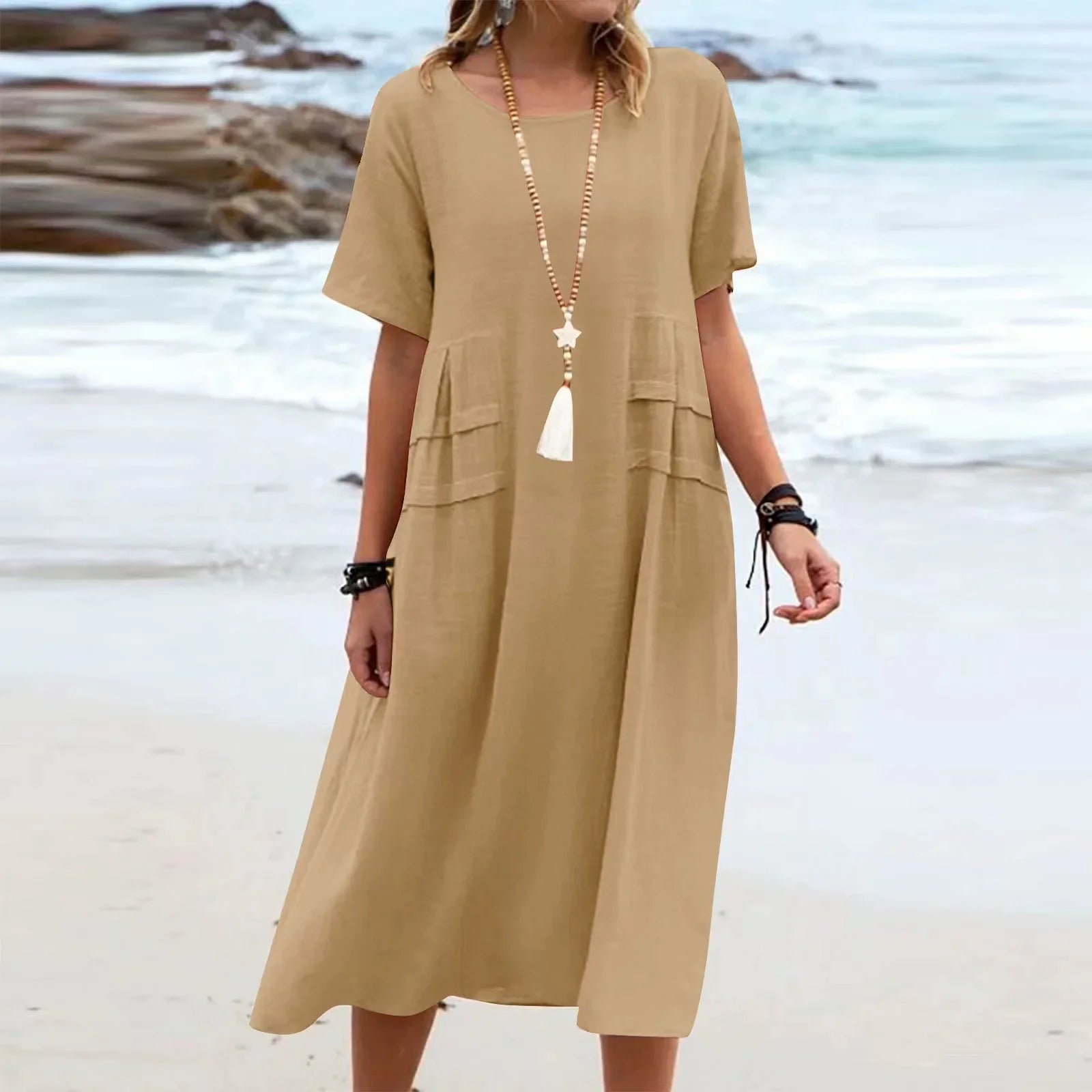 Olivia-Pure Cotton Relaxed Midi Dress