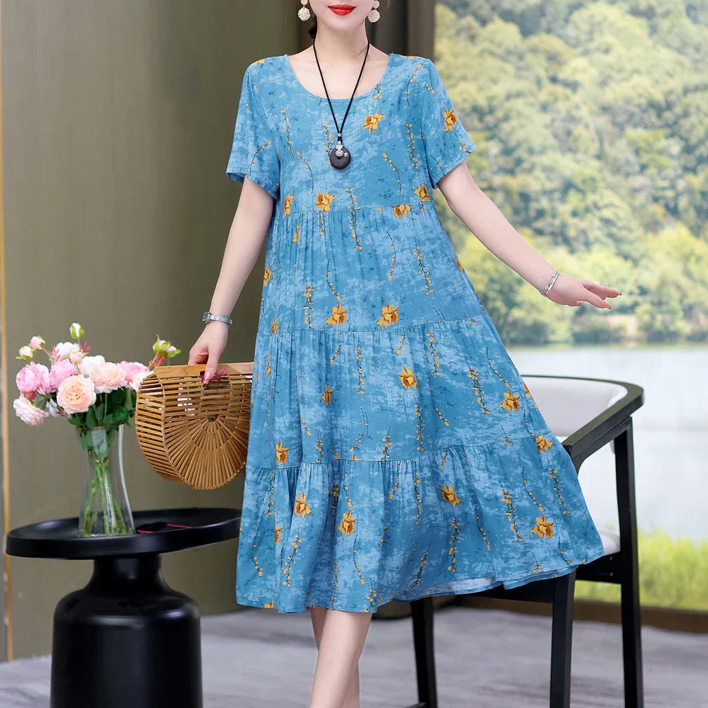 Daisy Puff Sleeve Midi Dress
