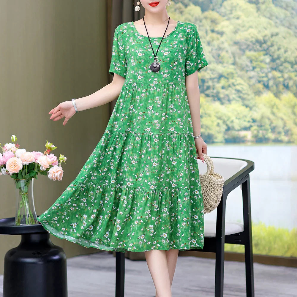 Daisy Puff Sleeve Midi Dress