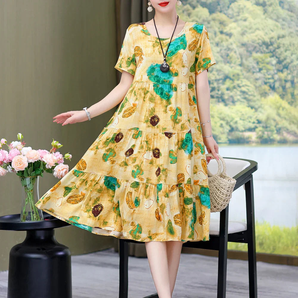 Daisy Puff Sleeve Midi Dress