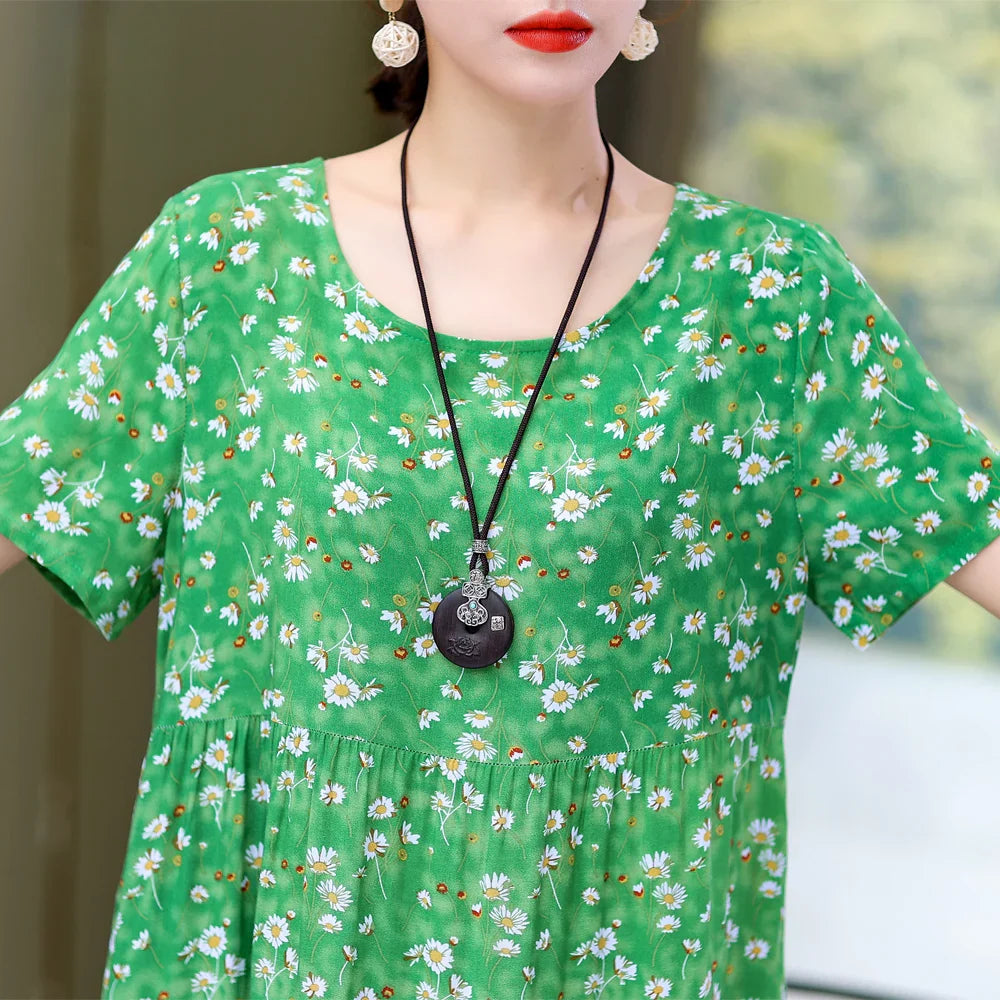 Daisy Puff Sleeve Midi Dress