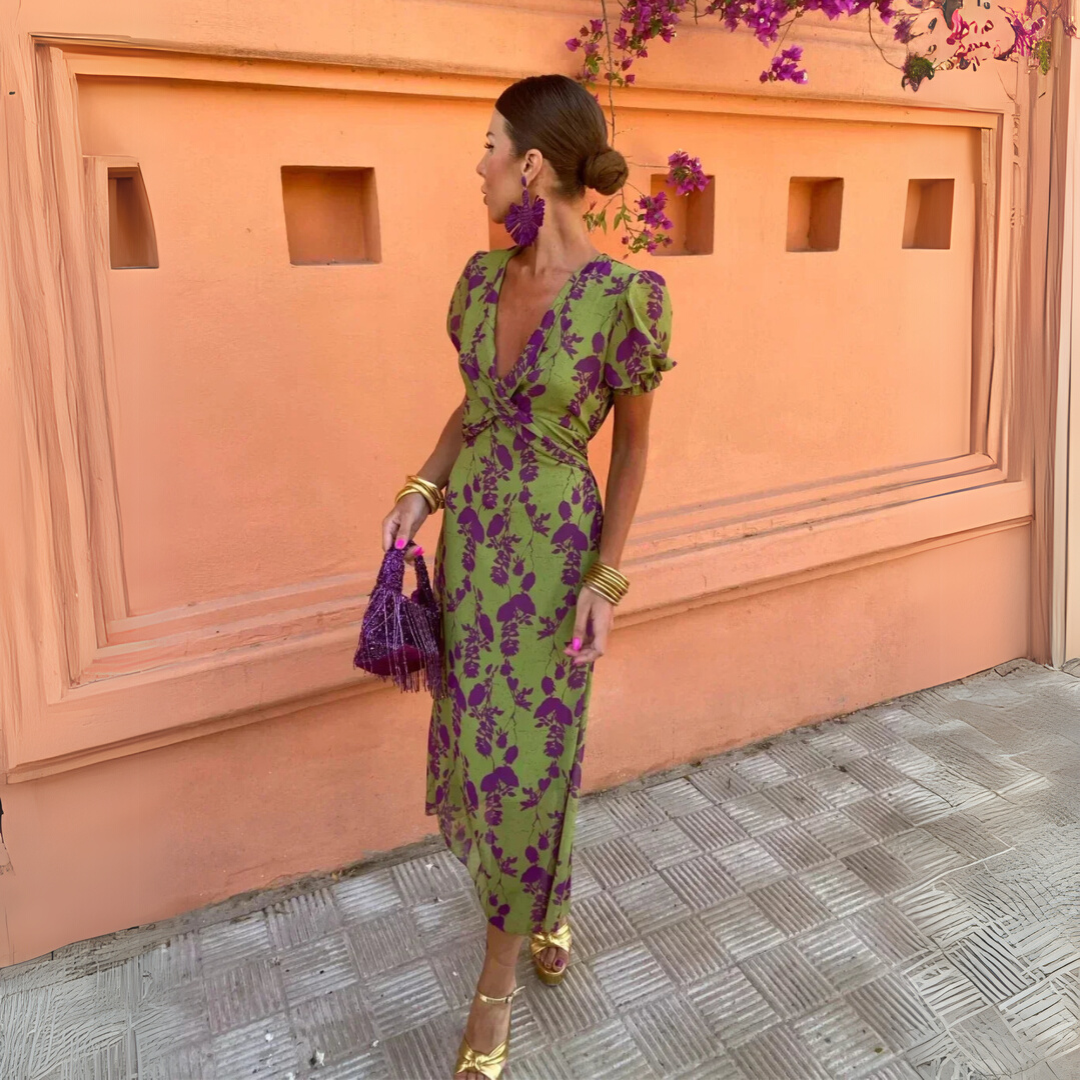 Elodie – Floral Twist Midi Dress