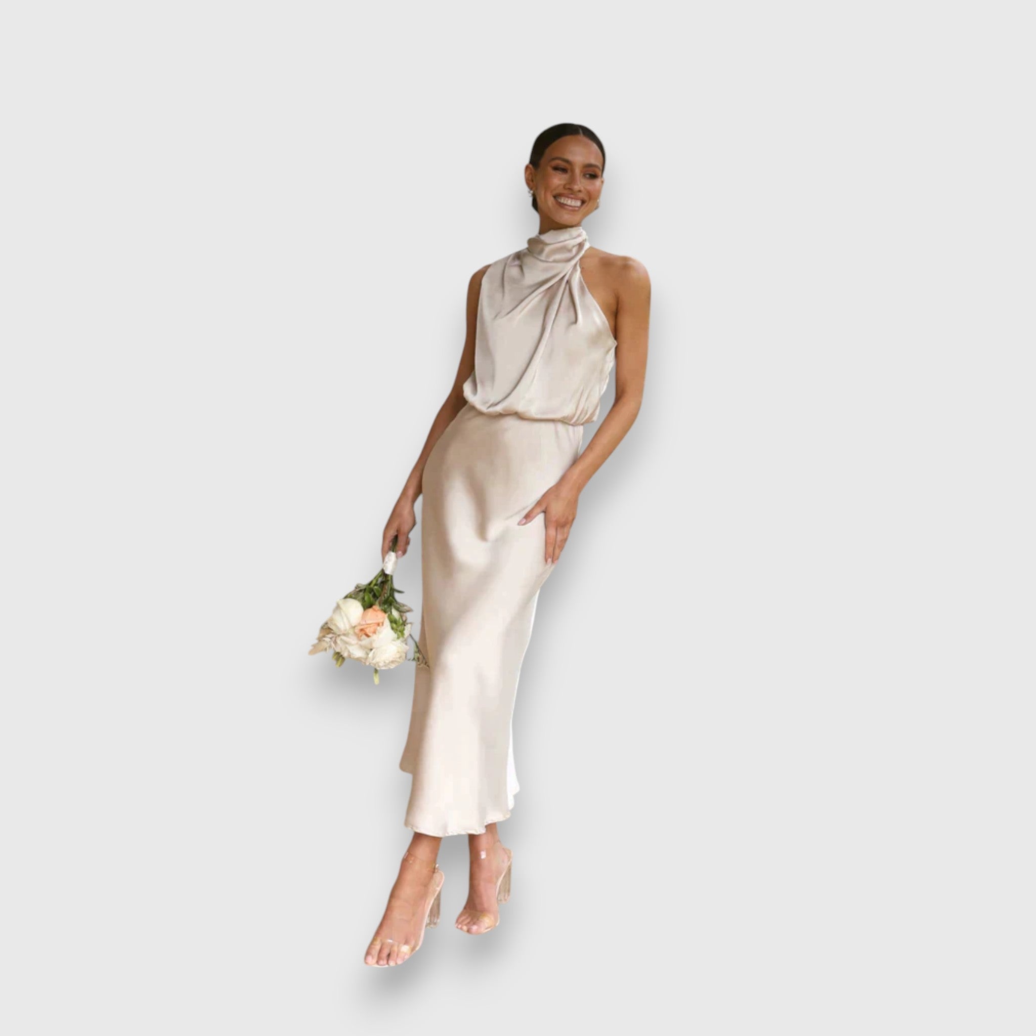 Brielle – Satin Halter Midi Dress