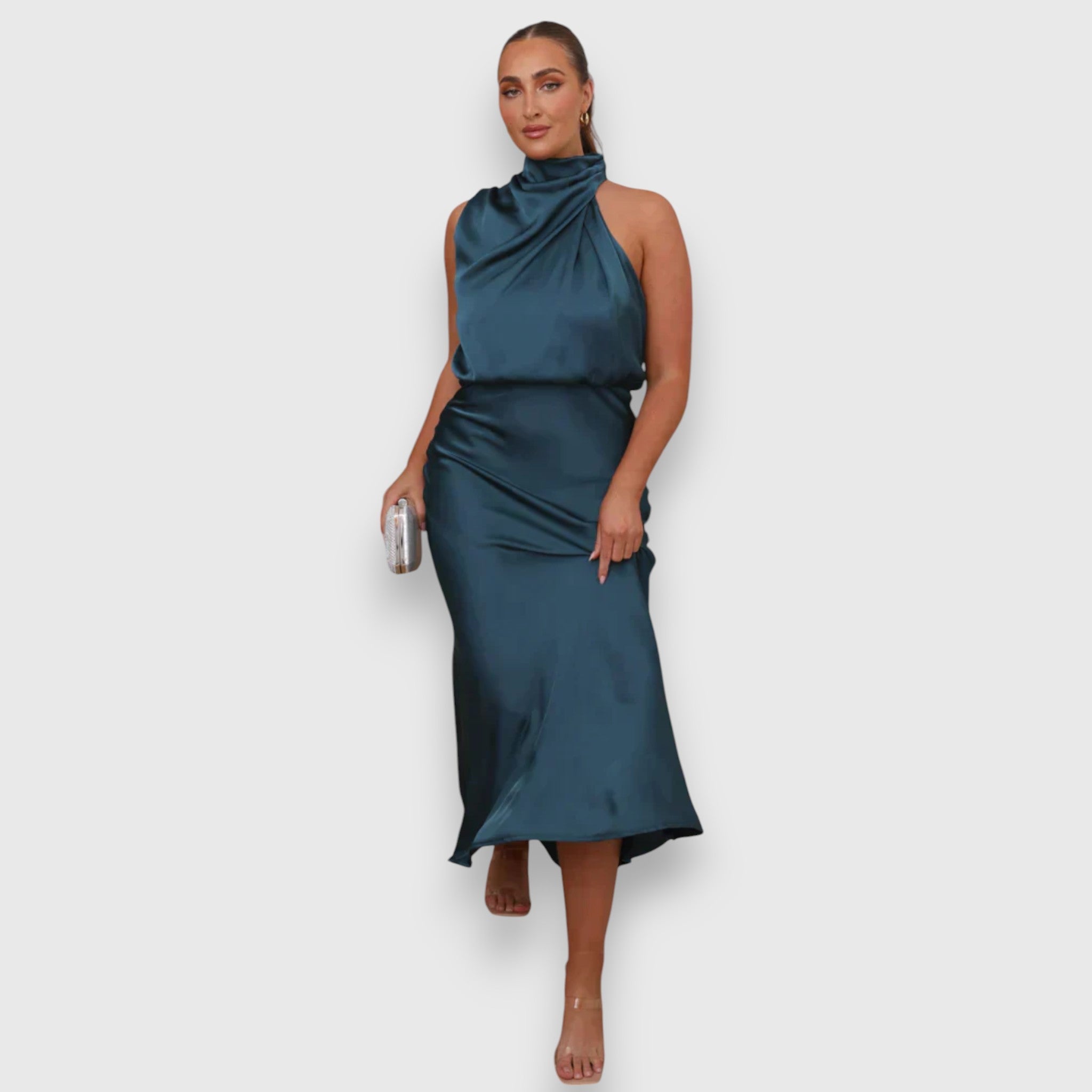 Brielle – Satin Halter Midi Dress